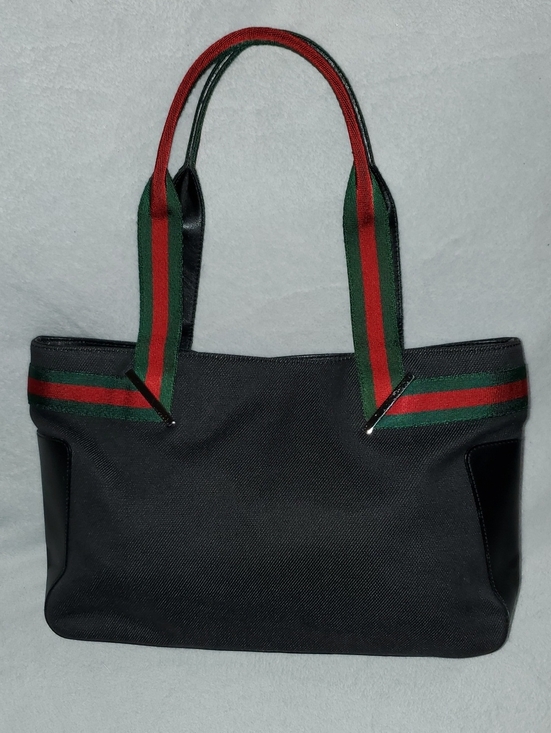 Gucci Handbags - VTG Gucci Web Sherry Line Denim Tote